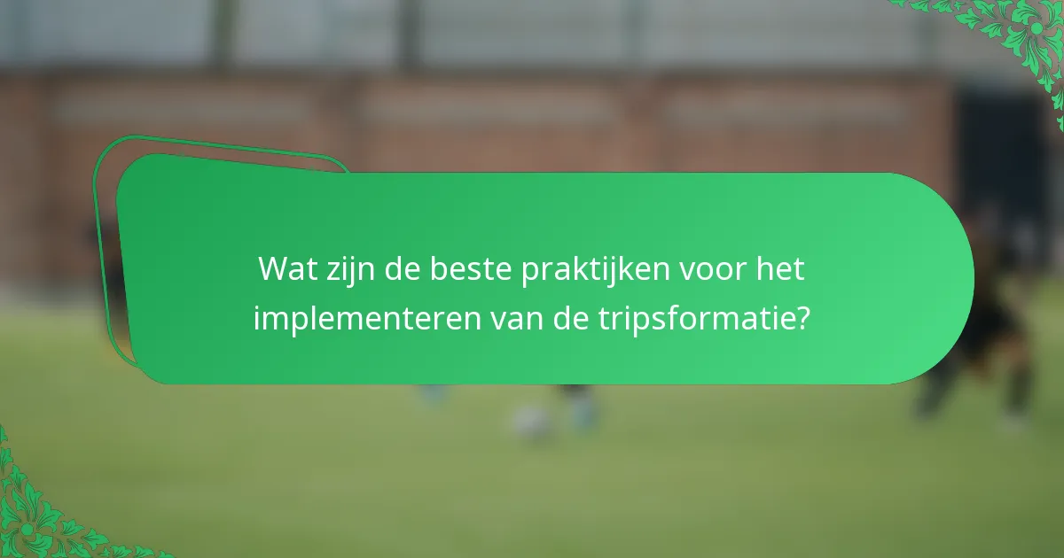 Wat zijn de beste praktijken voor het implementeren van de tripsformatie?